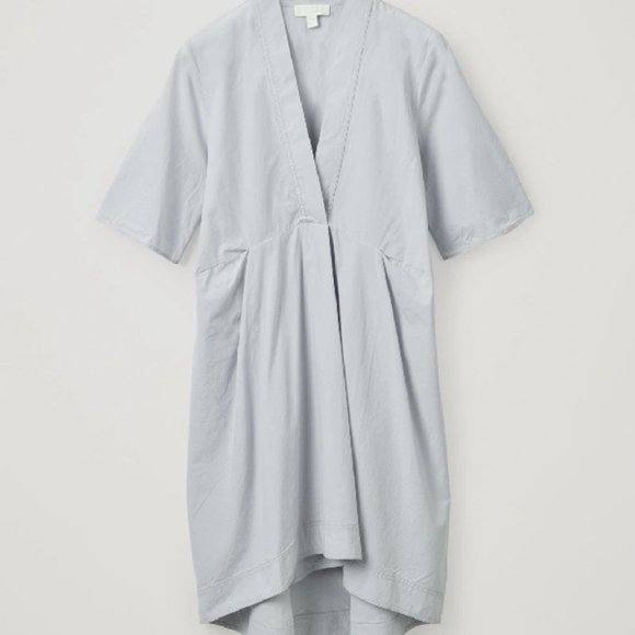 COS Kaftan Dress With Pleat Detail In Grey, XS - Picture 2 of 10